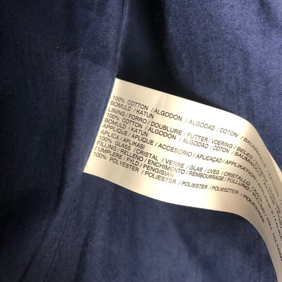 Mango MNG Blue & White Tie Dye Quilted Beaded Long Sleeve Jacket Large - Picture 7 of 16